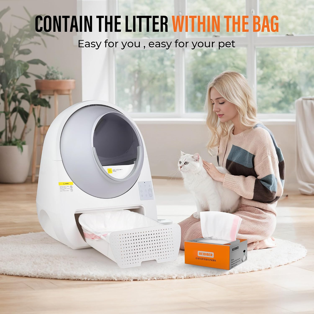 Drawstring Cat Litter Box Liners - 100 Pack Heavy-Duty Robot Litter Bags for Cleanpethome/Petkit Purax and Puramax Self-Cleaning Cat Litter Boxes