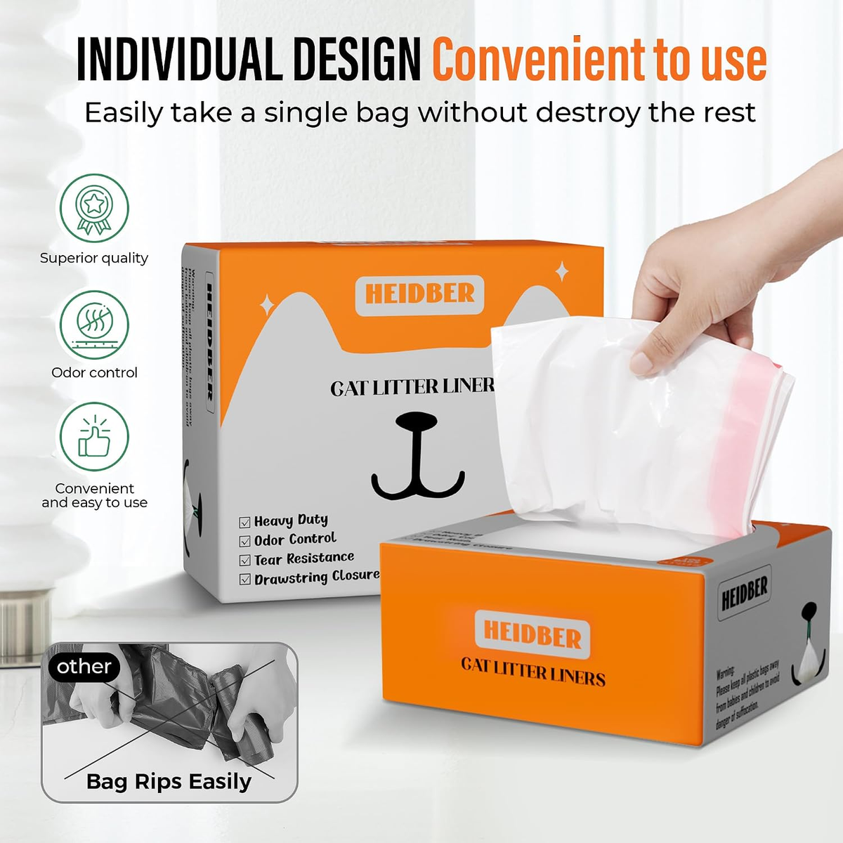 Drawstring Cat Litter Box Liners - 100 Pack Heavy-Duty Robot Litter Bags for Cleanpethome/Petkit Purax and Puramax Self-Cleaning Cat Litter Boxes