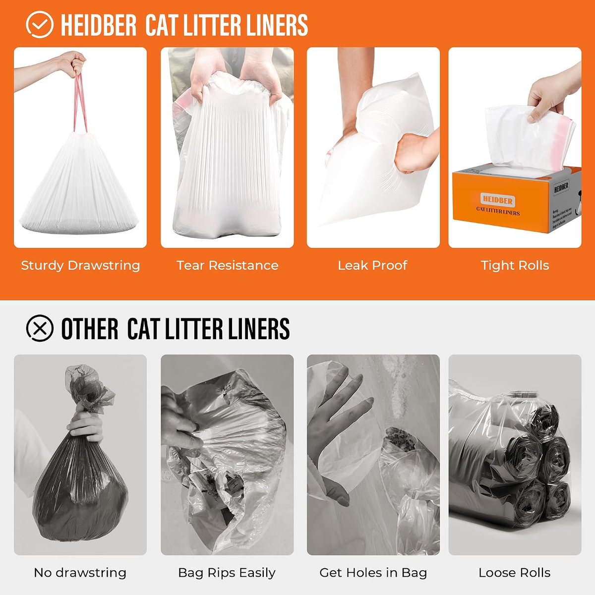 Drawstring Cat Litter Box Liners - 100 Pack Heavy-Duty Robot Litter Bags for Cleanpethome/Petkit Purax and Puramax Self-Cleaning Cat Litter Boxes