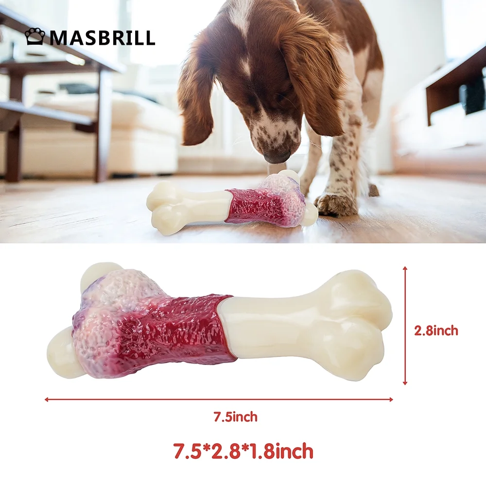 Durable Indestructible Dog Chew Toys for Aggressive Chewers, Non-Toxic Food Grade Nylon Bone Toy for Small, Medium, and Large Breeds