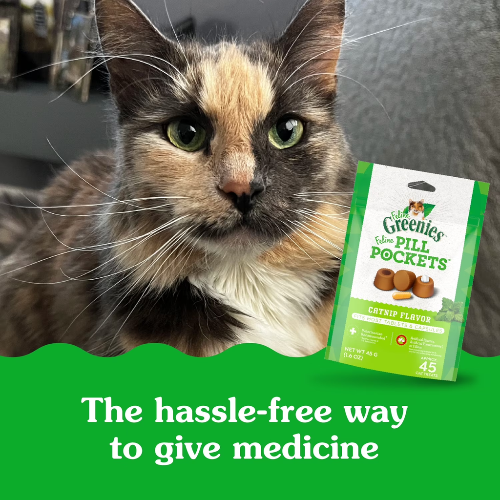 Feline Pill Pockets Natural Cat Treats with Catnip Flavor, 1.6 Oz (45 Treats)