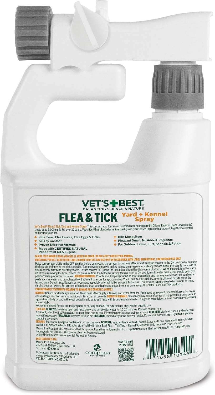 Flea, Tick, and Mosquito Yard and Kennel Spray for Dogs - 32 oz