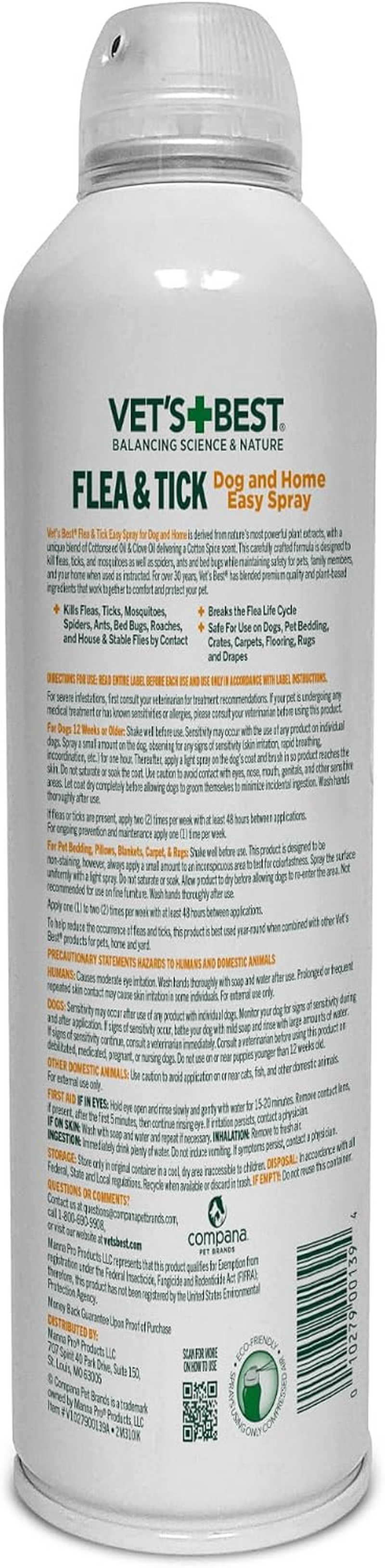 Flea and Tick Spray for Dogs, Cotton Spice Scent, 14 Oz, Effective Flea Elimination
