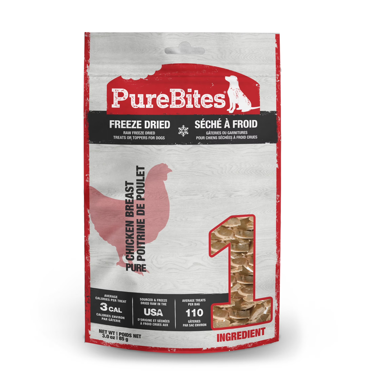 Freeze-Dried Chicken Dog Treats, Single Ingredient, 3 oz