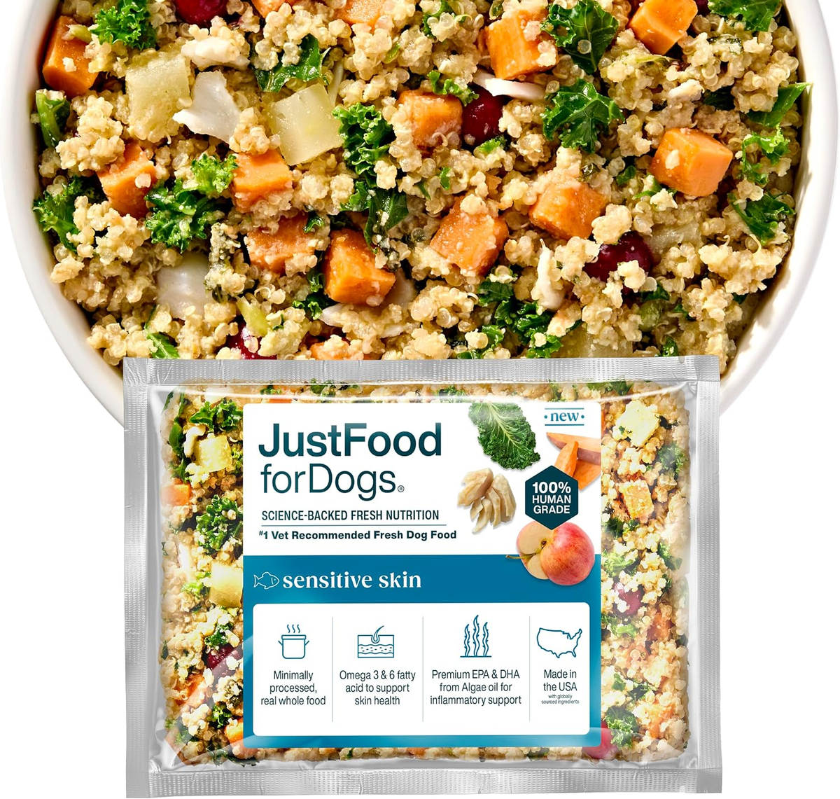 Frozen Fresh Sensitive Skin Dog Food with Skin & Coat Benefits - 7 Pack