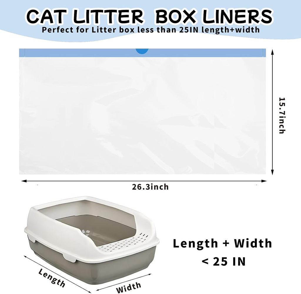 Heavy-Duty Replacement Liners for Automatic Self-Cleaning Litter Boxes, 100 Count, 26.3" x 15.7" Drawstring Waste Bags