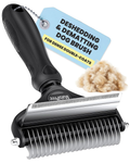Large Black 2-in-1 Undercoat and Dematting Rake for Dogs