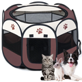 Large Portable Playpen Tent for Dogs and Cats, 29" Foldable Exercise Fence Kennel with Zip, Indoor and Outdoor Pet Crate for Small Animals and Chickens