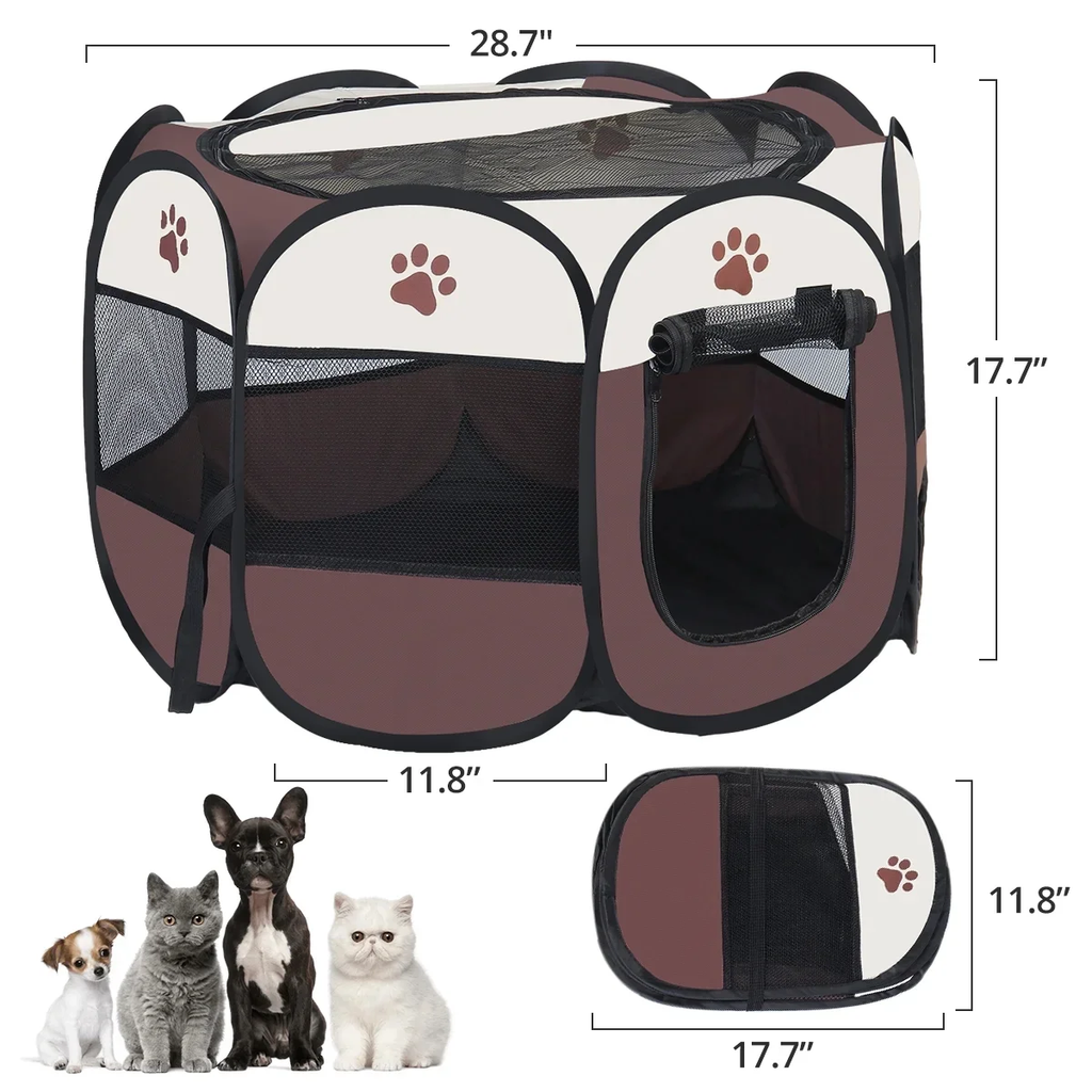 Large Portable Playpen Tent for Dogs and Cats, 29" Foldable Exercise Fence Kennel with Zip, Indoor and Outdoor Pet Crate for Small Animals and Chickens