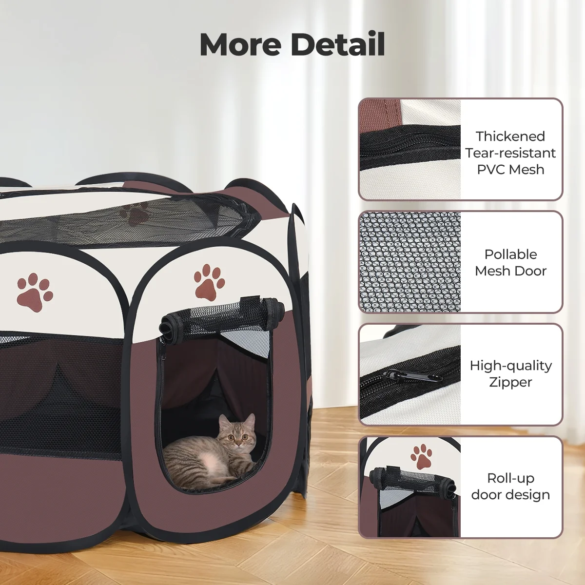 Large Portable Playpen Tent for Dogs and Cats, 29" Foldable Exercise Fence Kennel with Zip, Indoor and Outdoor Pet Crate for Small Animals and Chickens