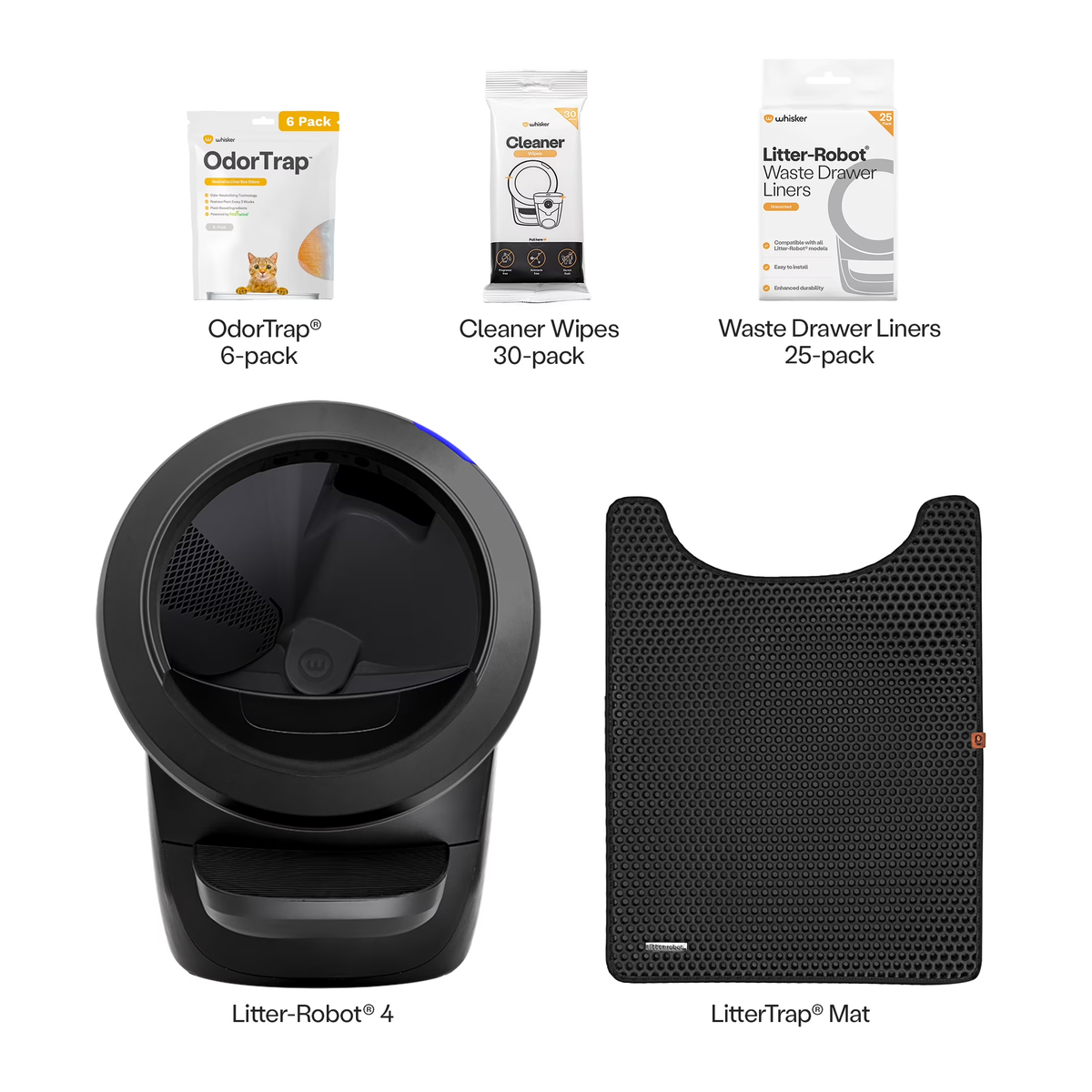 Litter-Robot 4 Core Bundle - Self-Cleaning Cat Litter Box with Accessories in Black