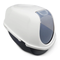 Mega Smart Cat Cove Enclosed Litter Box, Navy and White, Single Unit