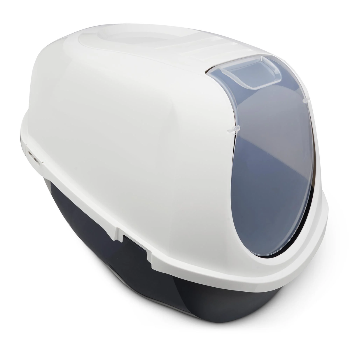 Mega Smart Cat Cove Enclosed Litter Box, Navy and White, Single Unit