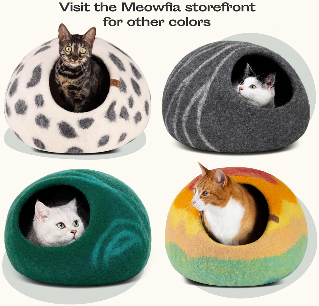 Merino Wool Cat Cave Bed for Indoor Cats - Large Slate Grey