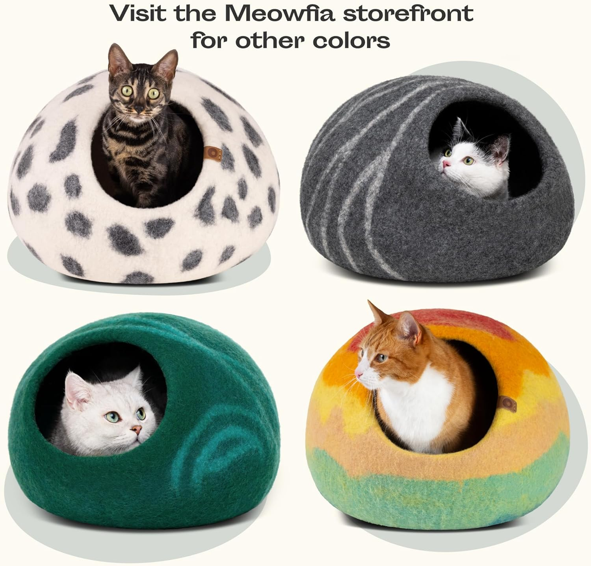 Merino Wool Cat Cave Bed for Indoor Cats - Large Slate Grey