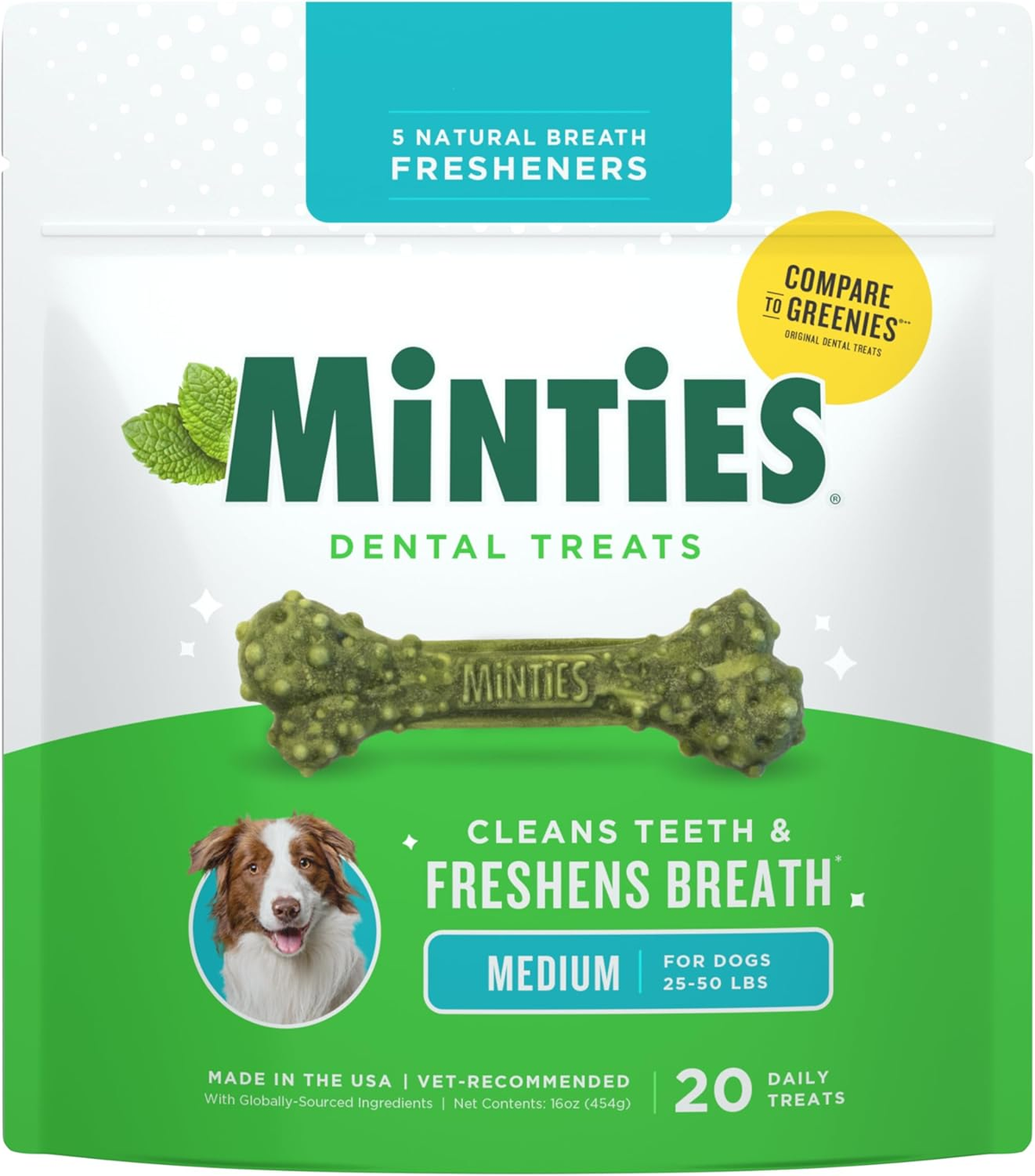 Mint Dental Chews for Medium Dogs (25-50 lbs) - 20 Count