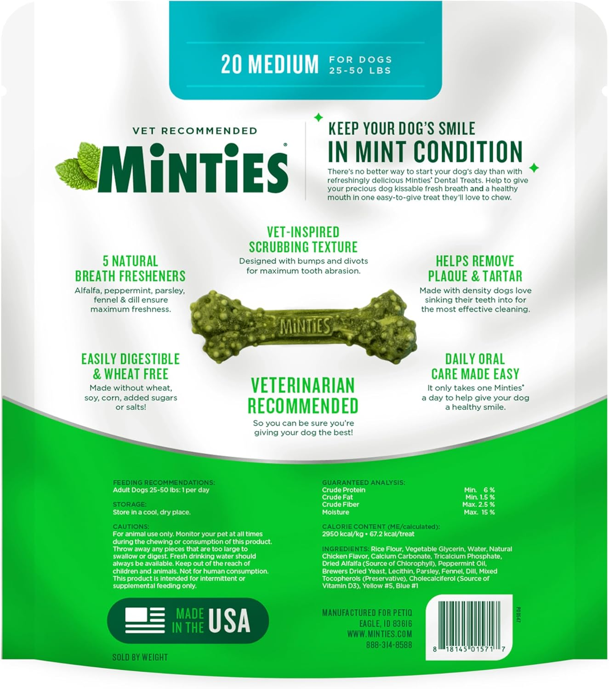 Mint Dental Chews for Medium Dogs (25-50 lbs) - 20 Count