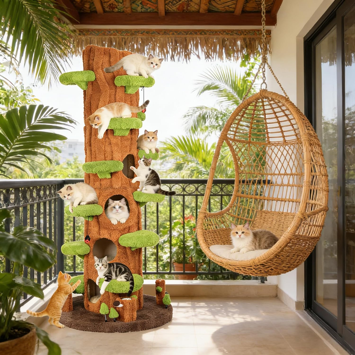 Multi-Level Solid Wood Cat Tree for Indoor Use