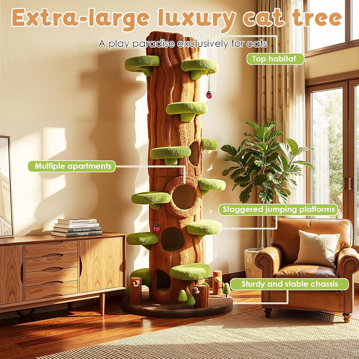 Multi-Level Solid Wood Cat Tree for Indoor Use