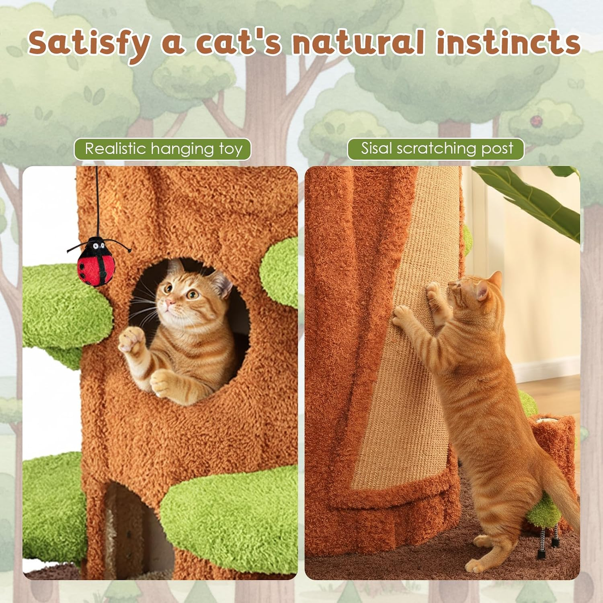 Multi-Level Solid Wood Cat Tree for Indoor Use