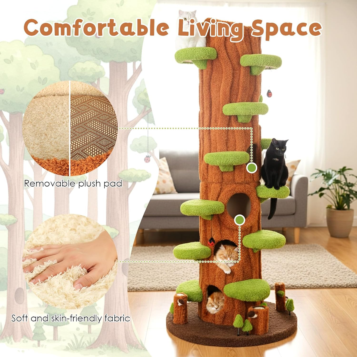 Multi-Level Solid Wood Cat Tree for Indoor Use