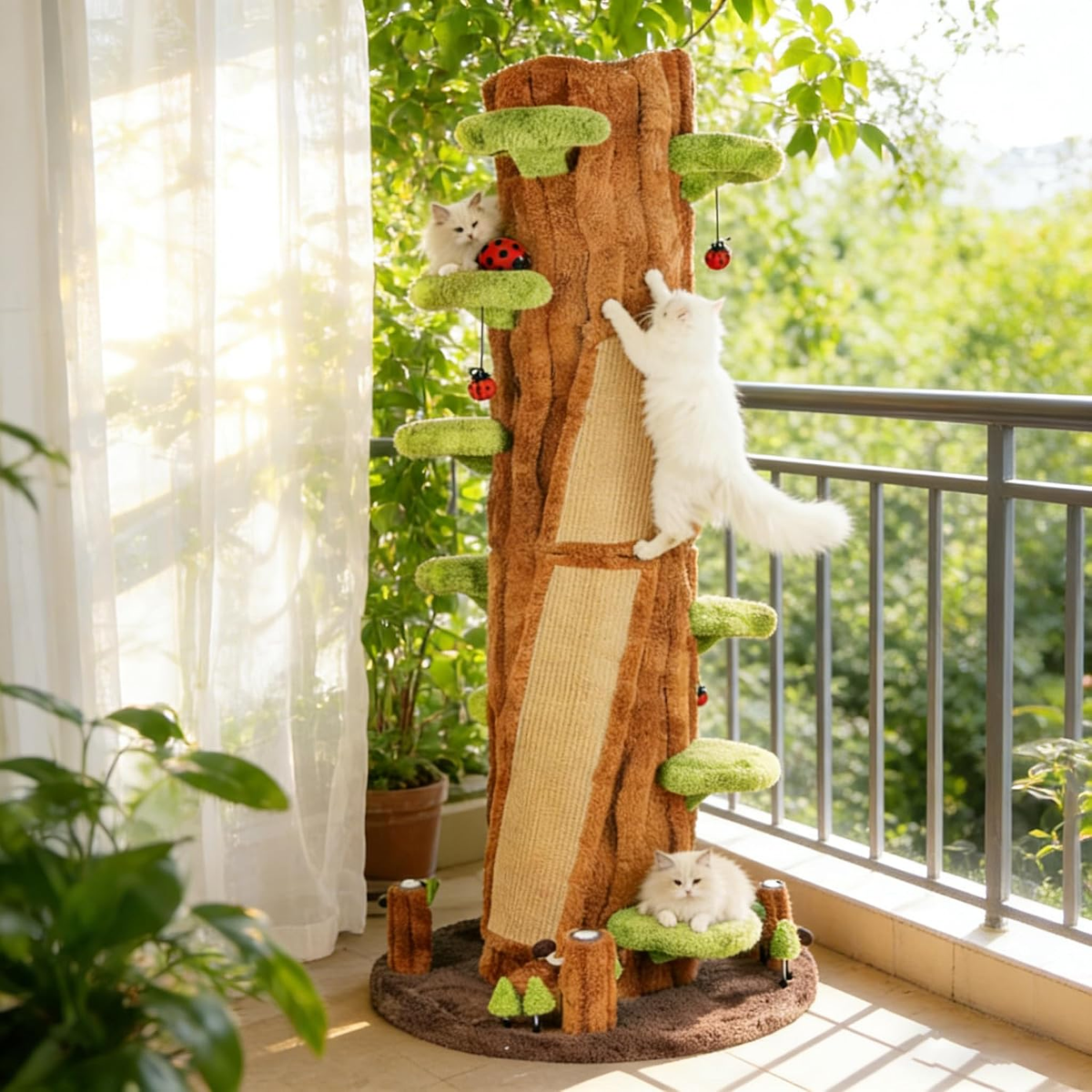 Multi-Level Solid Wood Cat Tree for Indoor Use