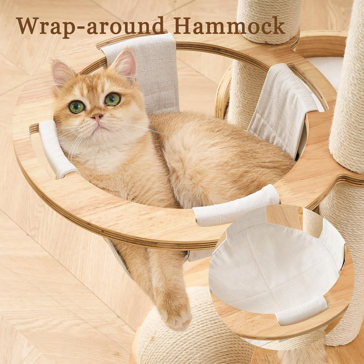 Multifunctional 54-Inch Solid Wood Cat Tree Tower with Scratching Post, Bed, and Interactive Features for Large Indoor Cats