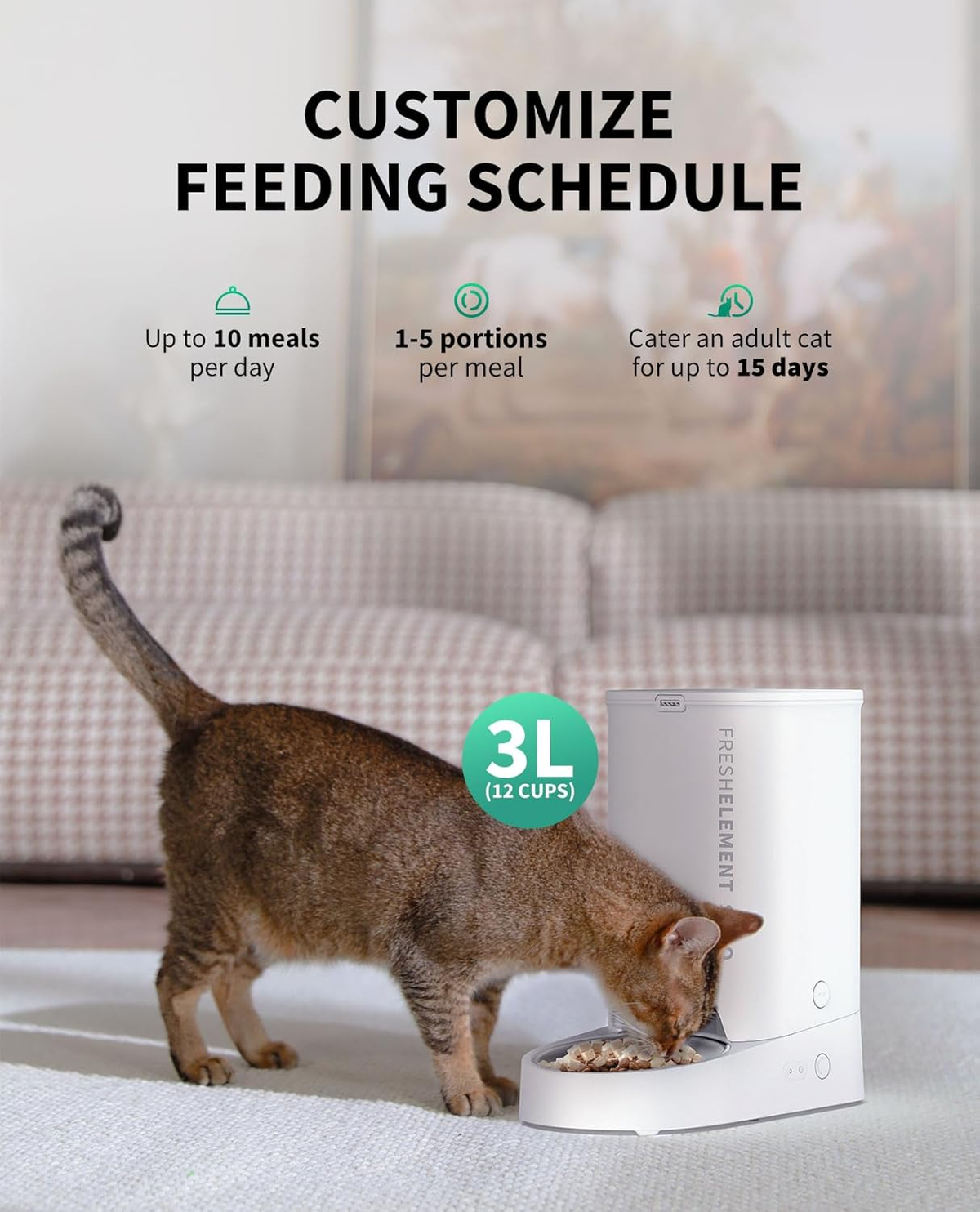 PETKIT Smart Automatic Pet Feeder with App Control, 3L Capacity, Triple Fresh-Lock System, Scheduled Feeding, Food Shortage Alert, Dual Power Options (AC & Battery) for Cats and Dogs