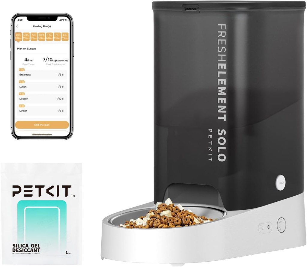 PETKIT Smart Automatic Pet Feeder with App Control, 3L Capacity, Triple Fresh-Lock System, Scheduled Feeding, Food Shortage Alert, Dual Power Options (AC & Battery) for Cats and Dogs