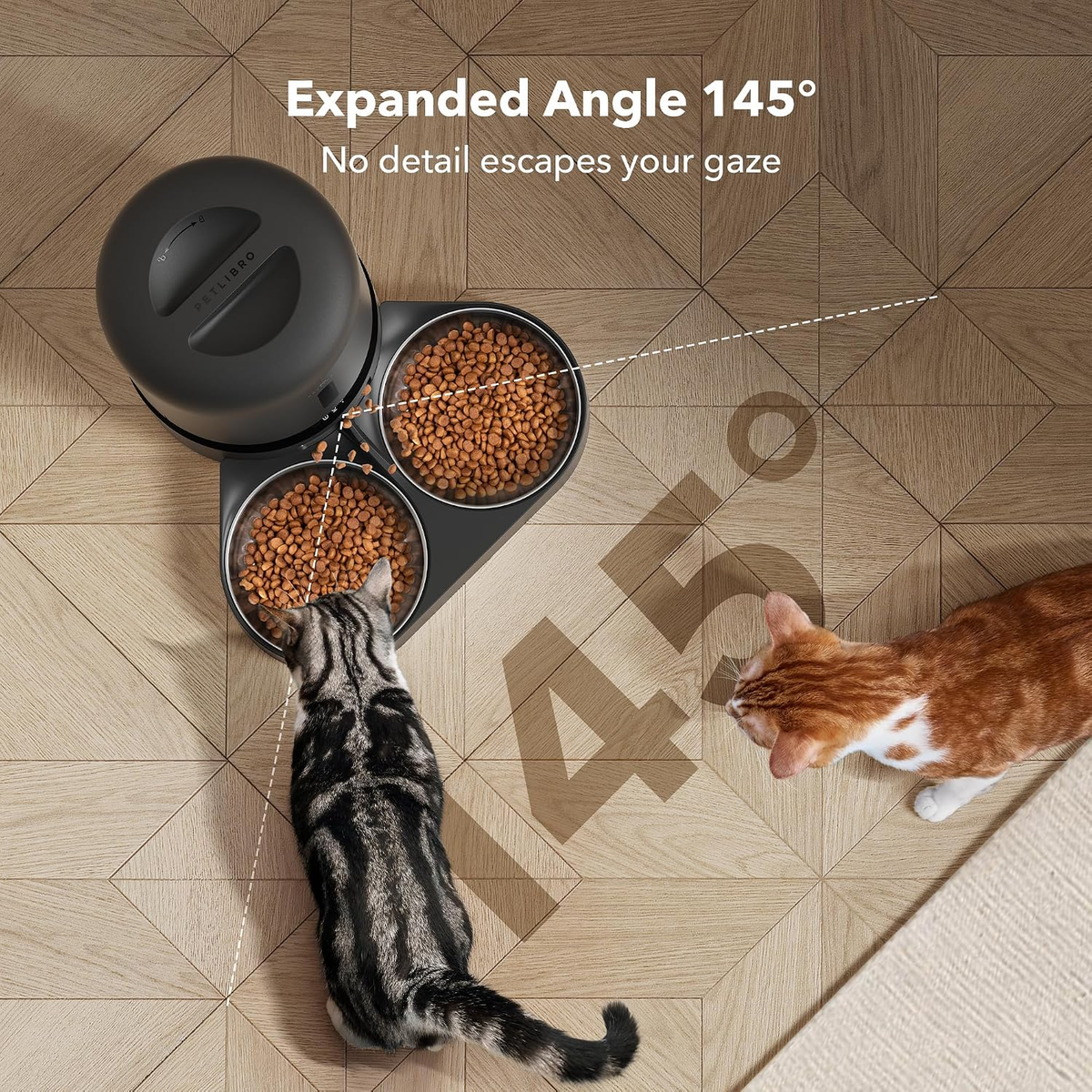 PETLIBRO Smart Automatic Pet Feeder with HD Camera for Cats and Dogs, 5G WiFi Connectivity, 2-Way Audio, Night Vision, Motion and Sound Alerts, Dual Tray, 5L Capacity, Black