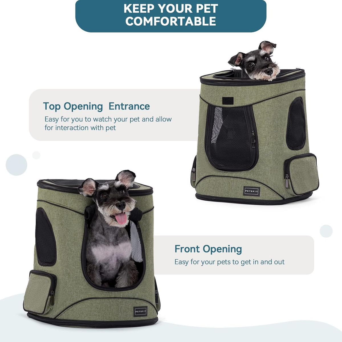 Pet Backpack Carrier with Padded Waist Support for Pets Up to 18 lbs