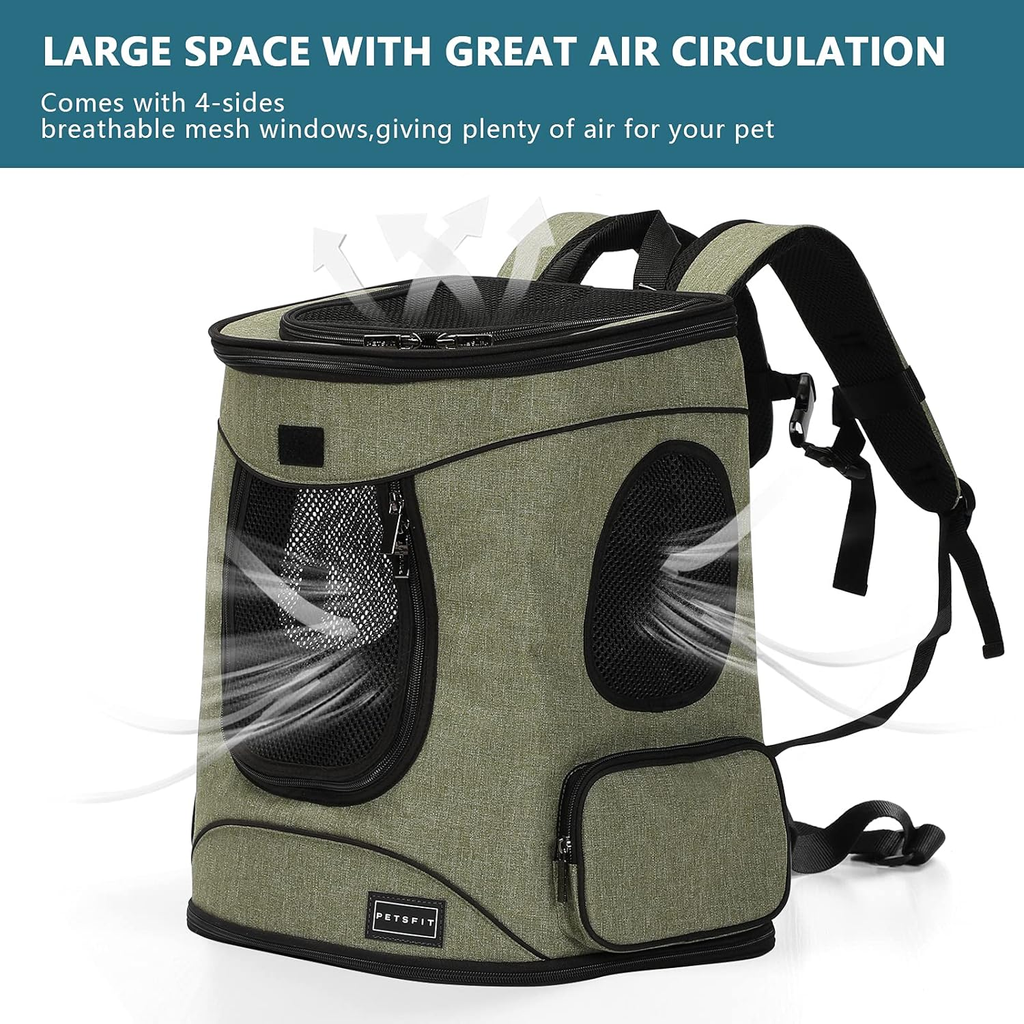 Pet Backpack Carrier with Padded Waist Support for Pets Up to 18 lbs