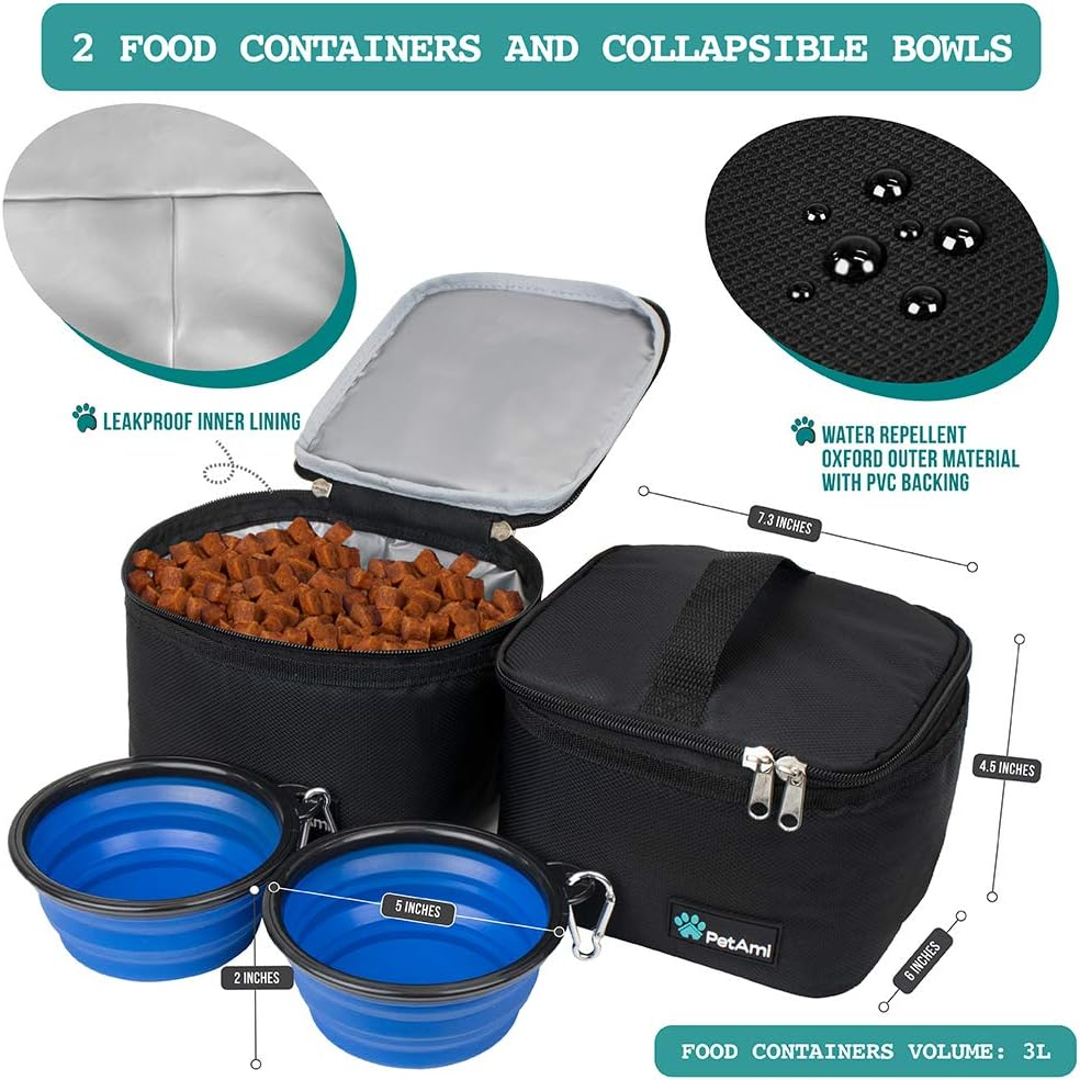 Pet Travel Organizer Bag, Medium Black Tote for Dog Supplies and Accessories