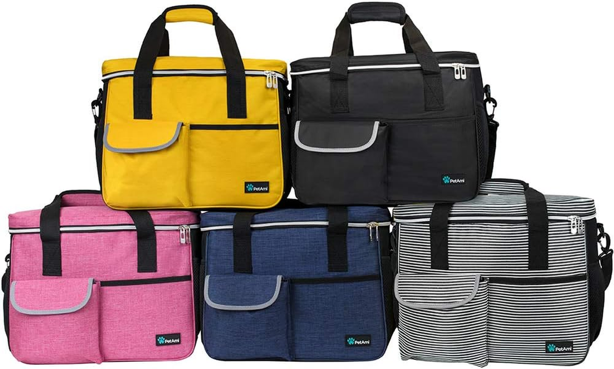 Pet Travel Organizer Bag, Medium Black Tote for Dog Supplies and Accessories