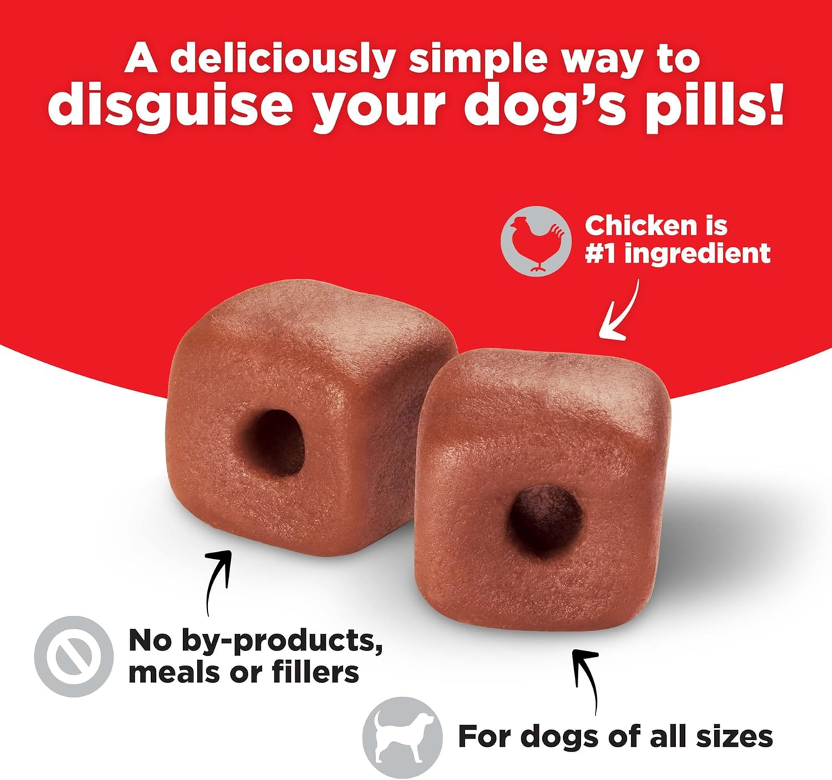 Pill Pouches for Dogs - Real Chicken Treats, 25 Count Bags (Pack of 5; Total 125 Treats)