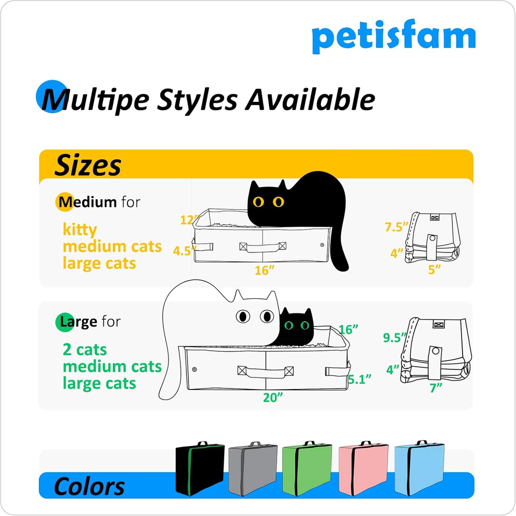Portable Cat Travel Litter Box with Zippered Closure