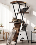 Premium 67-Inch Modern Wooden Cat Tree Tower for Large Indoor Cats