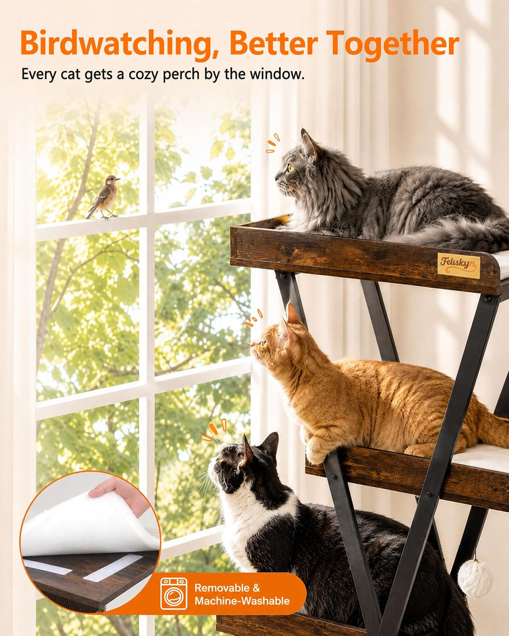 Premium 67-Inch Modern Wooden Cat Tree Tower for Large Indoor Cats