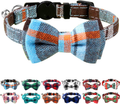 Premium Breakaway Cat Collar with Bells and Bow Tie - Haze Blue Plaid Design, Suitable for Kittens and Cats