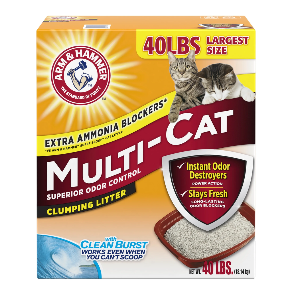 Premium Multi-Cat Clumping Cat Litter with Clean Burst Scent, 40 lb