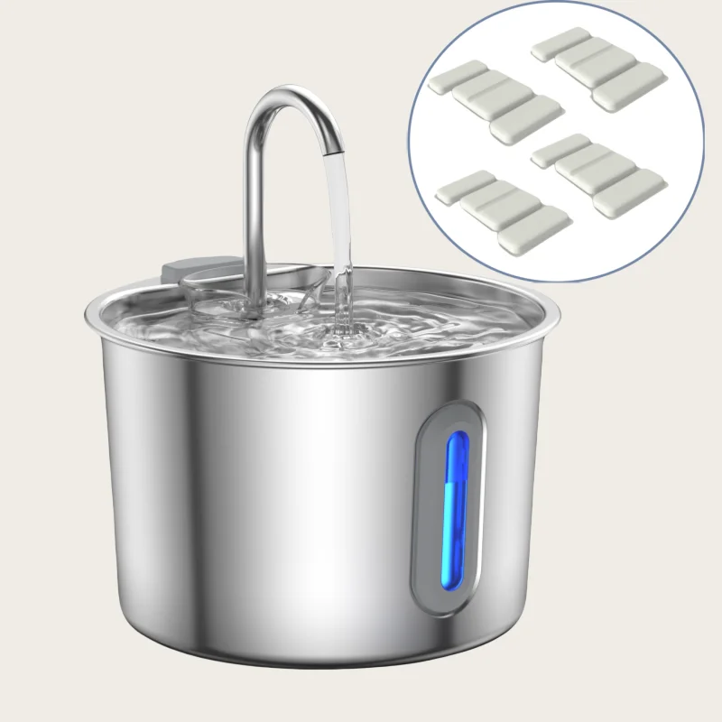 Stainless Steel Automatic Pet Water Fountain - 2.2L Ultra Quiet USB-Powered Drinking Solution for Cats and Dogs - Durable Indoor Use