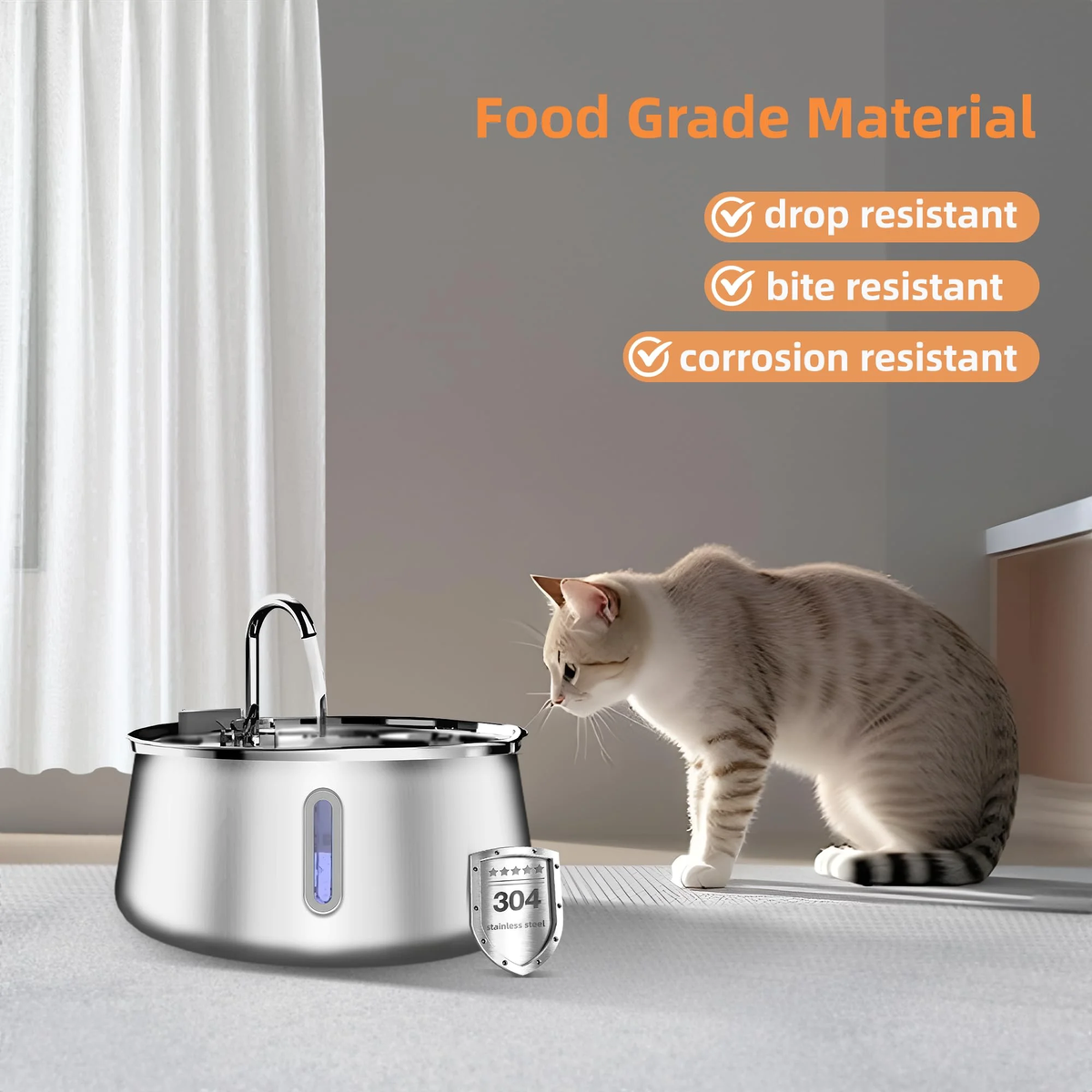 Stainless Steel Cat Fountain - 4L Automatic Pet Water Dispenser with Multi-Layer Filtration System