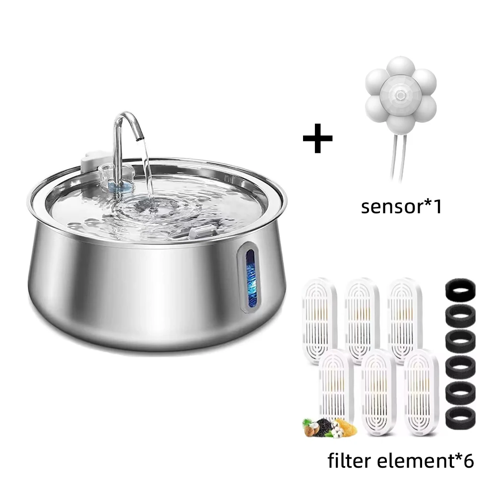 Stainless Steel Cat Fountain - 4L Automatic Pet Water Dispenser with Multi-Layer Filtration System
