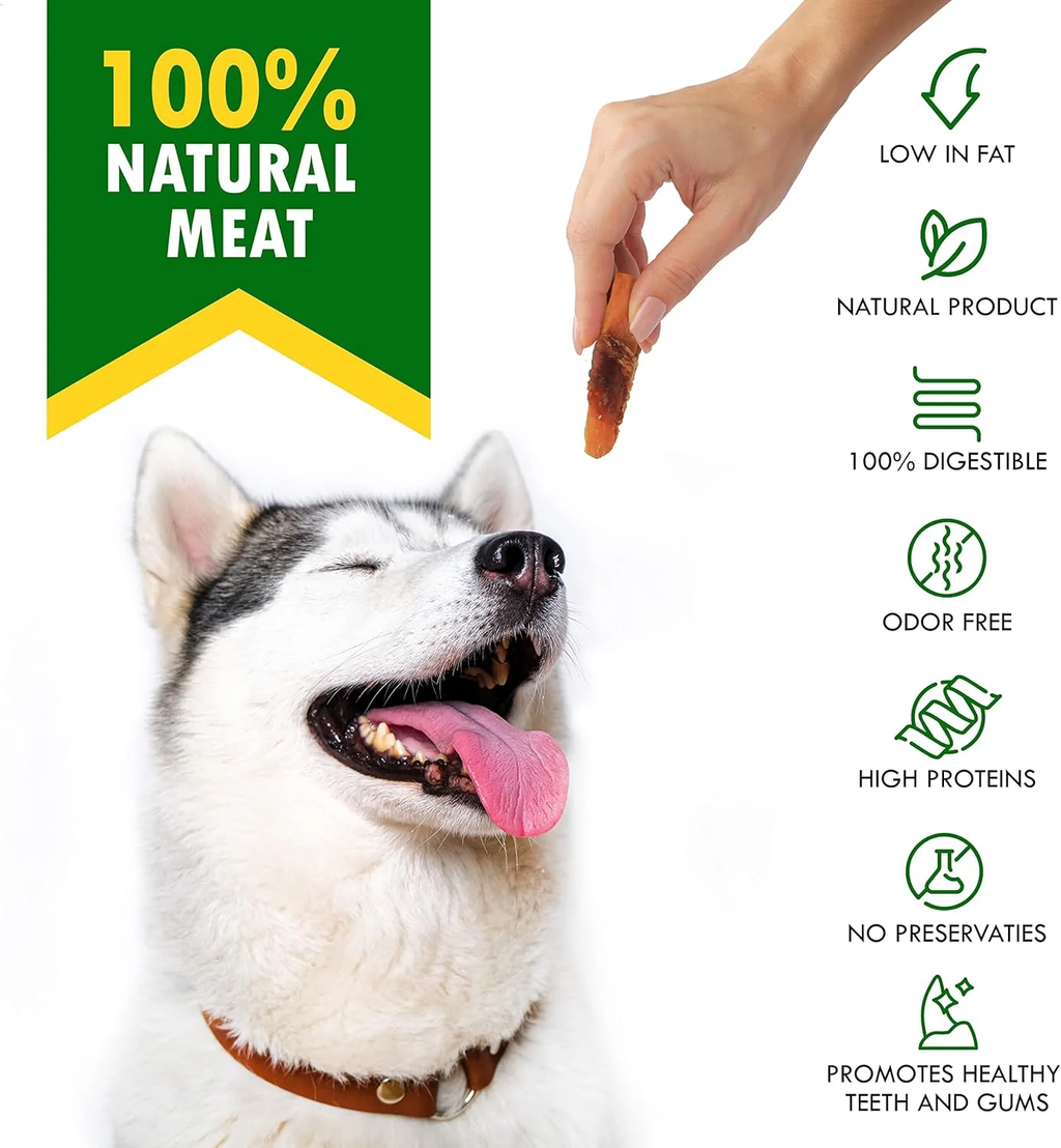 Sweet Potato and Chicken Wrapped Dog Treats - 10.6 Oz Grain-Free Natural Chews for Training Small and Large Dogs