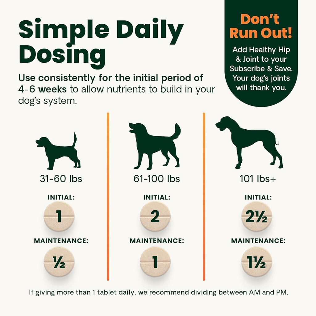 Ultimate Strength Hip and Joint Supplement for Dogs, 120 Tablets
