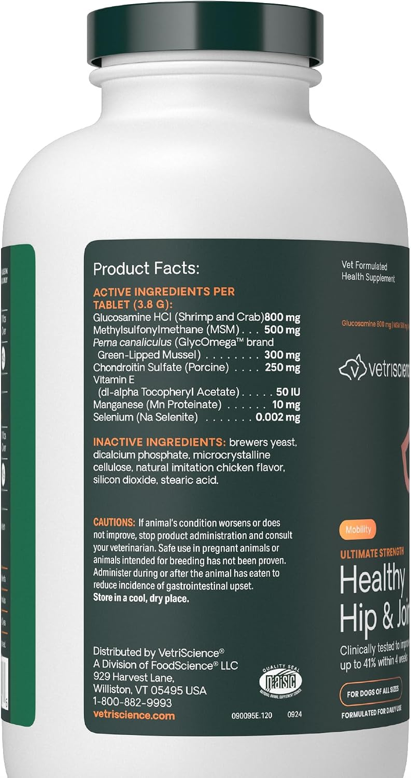 Ultimate Strength Hip and Joint Supplement for Dogs, 120 Tablets