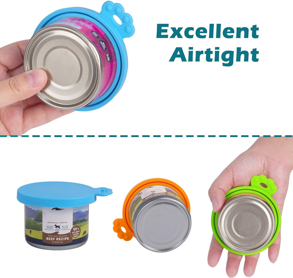 Universal Pet Food Can Covers - Set of 4 Lids for Dog and Cat Food