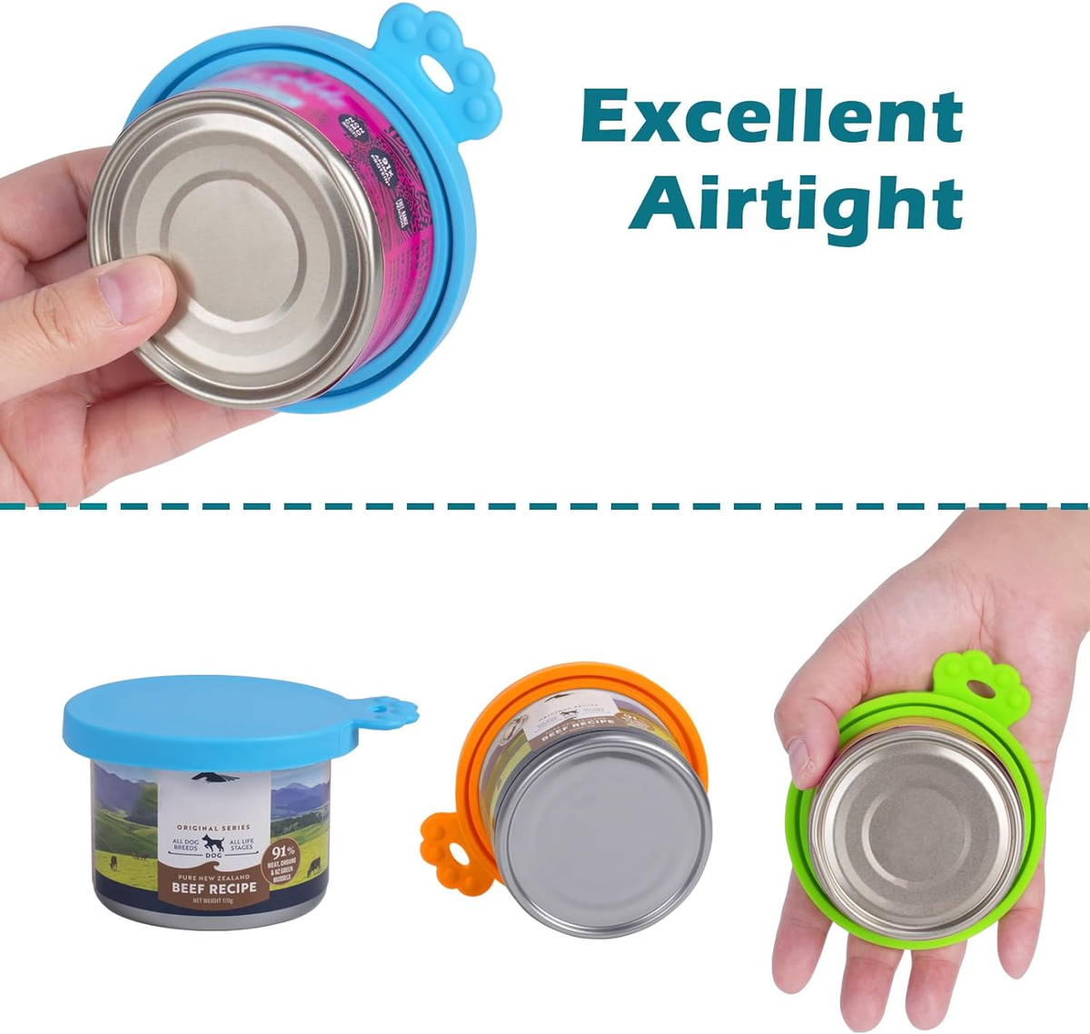 Universal Pet Food Can Covers - Set of 4 Lids for Dog and Cat Food
