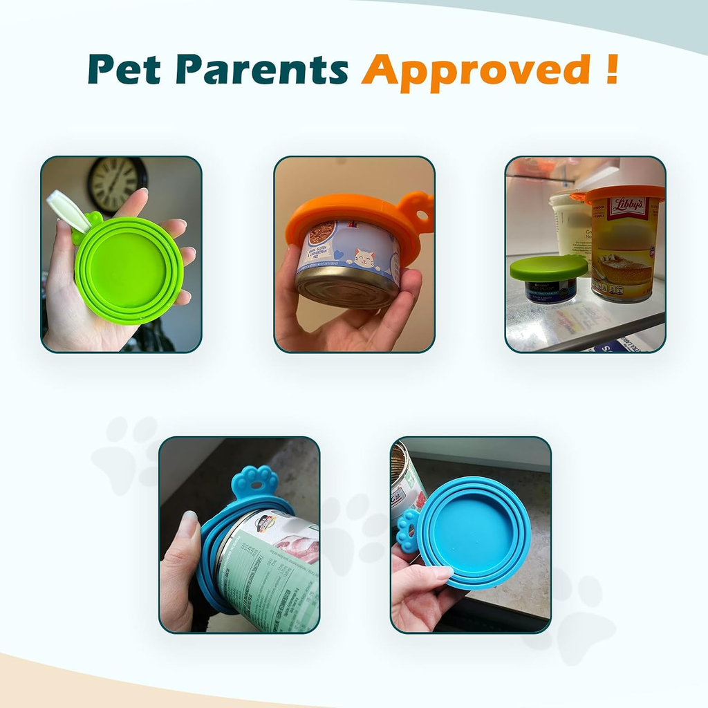Universal Pet Food Can Covers - Set of 4 Lids for Dog and Cat Food