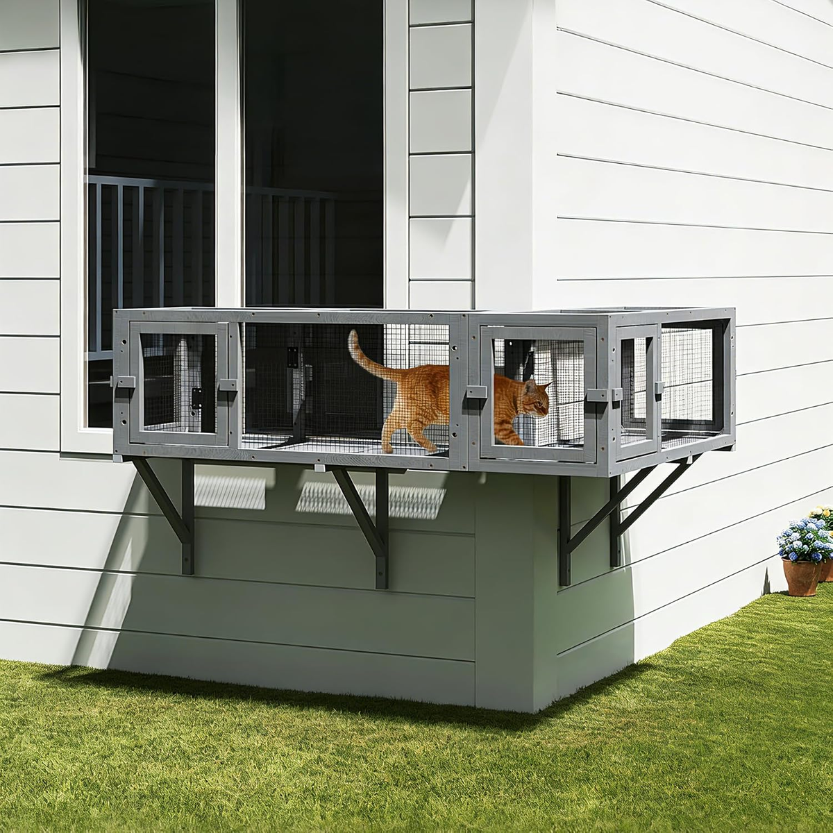 Wall-Mounted Cat Tunnel Set - Solid Pine Cat Play Furniture for Enhanced Feline Activity
